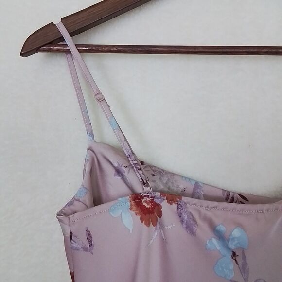 Hippie Rose Slip Dress Pink XS Spaghetti Strap Floral‎ Satin Silky Midi - Picture 6 of 12